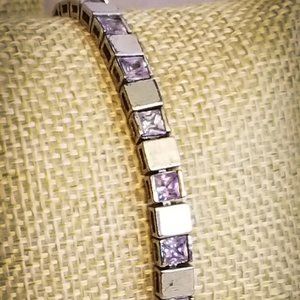 Sterling Silver Bracelet With Lavender Accents